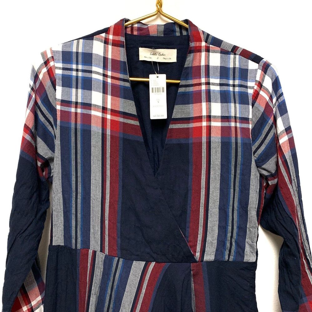 Anthropologie Isabella Sinclair Tartan Plaid Western Prairie Midi Dress Sz Small - Picture 6 of 8